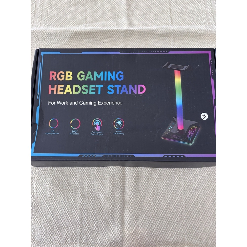 Gaming Headphone Stand PC Accessories - RGB Headset Stand with 2 USB Charger3416